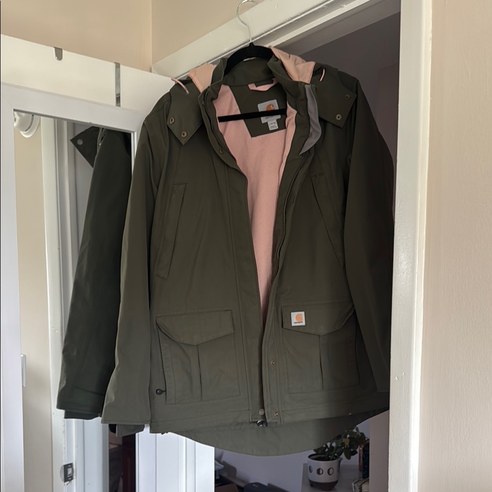 Carhartt Forest Green Jacket with Pink Interior